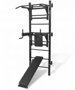 vidaXL Wall-mounted Multi-functional Fitness Power Tower Black