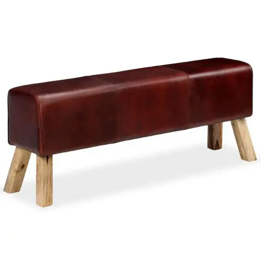vidaXL Bench Genuine Leather Brown 120x30x45 cm