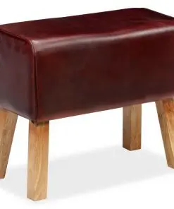 vidaXL Bench Genuine Leather Brown 60x30x50 cm