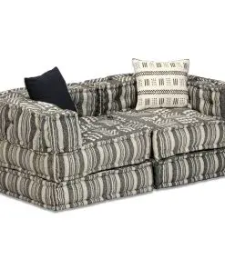 vidaXL 2-Seater Modular Sofa Bed Fabric Stripe