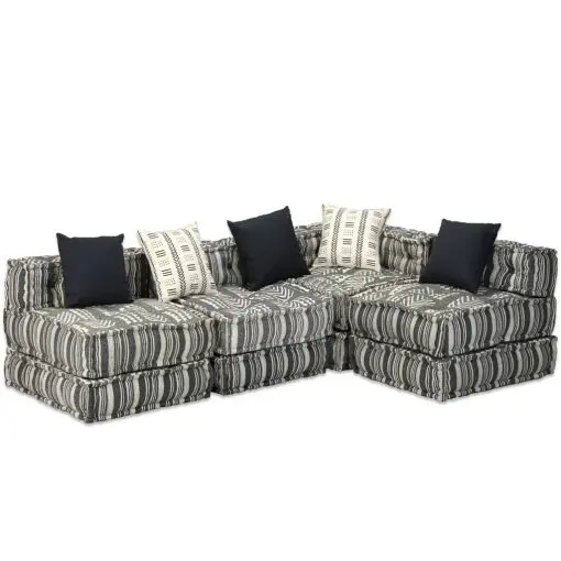 vidaXL 4-Seater Modular Sofa Bed Fabric Stripe
