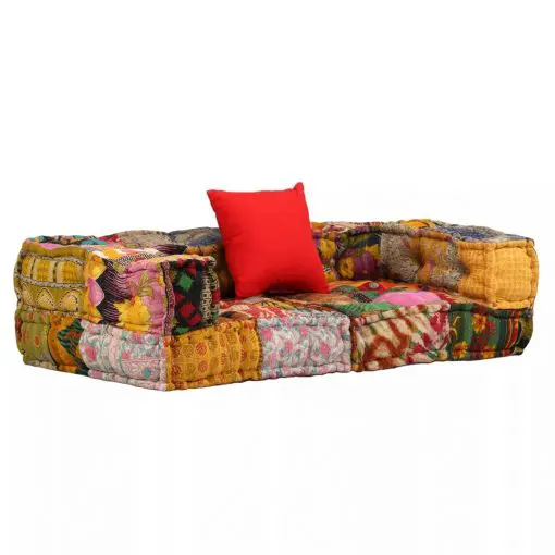 vidaXL 2-Seater Modular Sofa with Armrests Fabric Patchwork