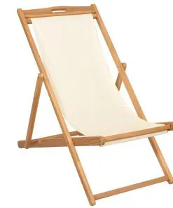 vidaXL Deck Chair Teak 56x105x96 cm Cream