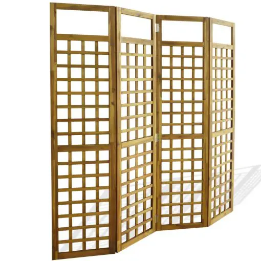 vidaXL 4-Panel Room Divider / Trellis Solid Acacia Wood 160×170 cm