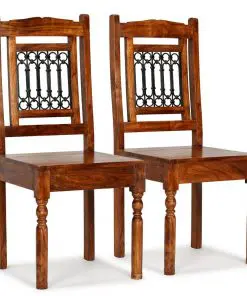 vidaXL Dining Chairs 2 pcs Solid Wood with Sheesham Finish Classic