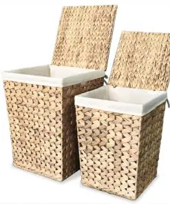 vidaXL Laundry Basket Set 2 Pieces Water Hyacinth