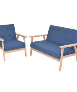 vidaXL Sofa Set 2 Pieces Fabric Blue