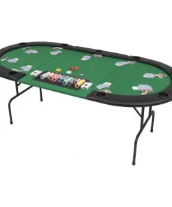 vidaXL 9-Player Folding Poker Table 3 Fold Oval Green