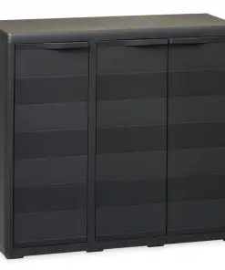 vidaXL Garden Storage Cabinet with 2 Shelves Black