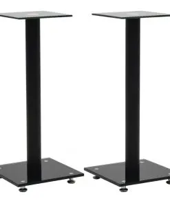 vidaXL Speaker Stands 2 pcs Tempered Glass 1 Pillar Design Black