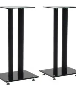 vidaXL Speaker Stands 2 pcs Tempered Glass 2 Pillars Design Black