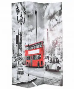 vidaXL Folding Room Divider 120×180 cm London Bus Black and White