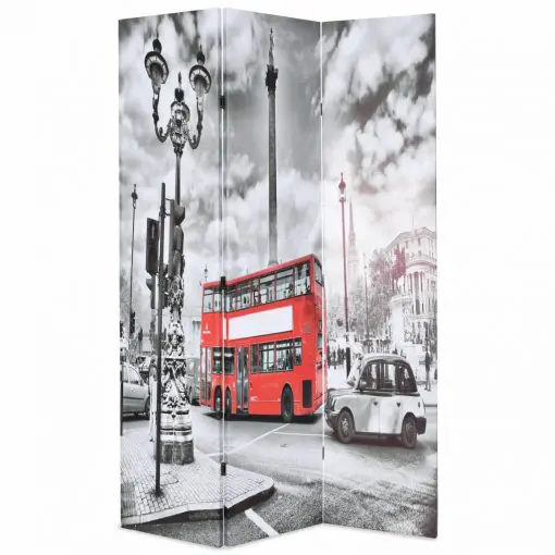 vidaXL Folding Room Divider 120×180 cm London Bus Black and White