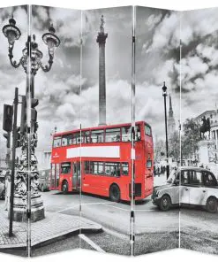 vidaXL Folding Room Divider 200×180 cm London Bus Black and White