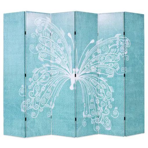 vidaXL Folding Room Divider 228×180 cm Butterfly Blue