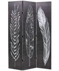 vidaXL Folding Room Divider 120×170 cm Feathers Black and White