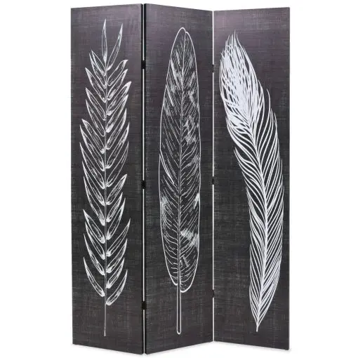 vidaXL Folding Room Divider 120×170 cm Feathers Black and White