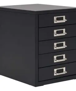 vidaXL Filing Cabinet with 5 Drawers Metal 28x35x35 cm Black