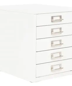vidaXL Filing Cabinet with 5 Drawers Metal 28x35x35 cm White