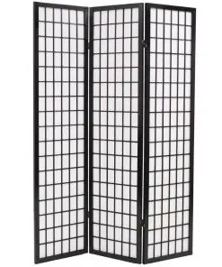 vidaXL Folding 3-Panel Room Divider Japanese Style 120×170 cm Black