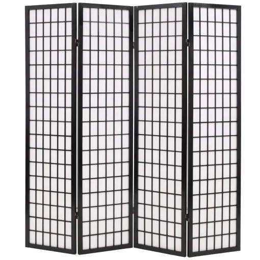 vidaXL Folding 4-Panel Room Divider Japanese Style 160×170 cm Black