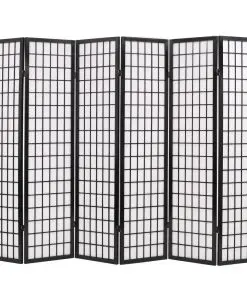 vidaXL Folding 6-Panel Room Divider Japanese Style 240×170 cm Black