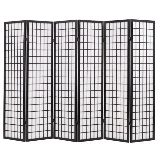 vidaXL Folding 6-Panel Room Divider Japanese Style 240×170 cm Black