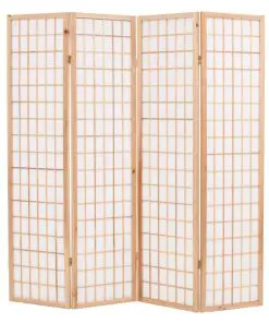 vidaXL Folding 4-Panel Room Divider Japanese Style 160×170 cm Natural