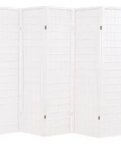 vidaXL Folding 5-Panel Room Divider Japanese Style 200×170 cm White