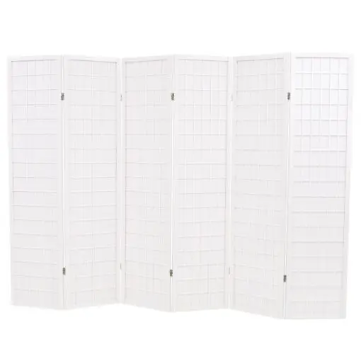 vidaXL Folding 6-Panel Room Divider Japanese Style 240×170 cm White