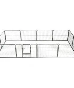 vidaXL Dog Playpen 12 Panels Steel 80×60 cm Black