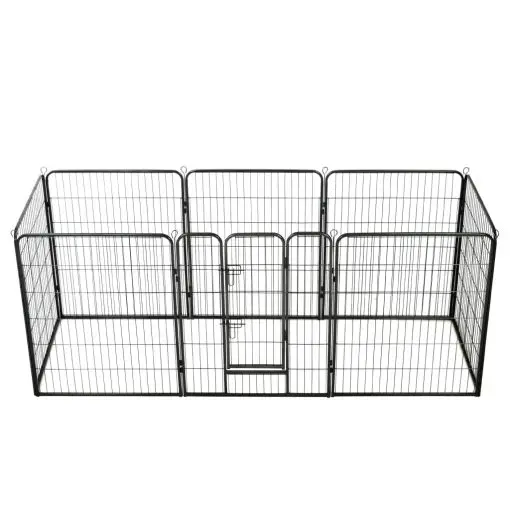 vidaXL Dog Playpen 8 Panels Steel 80×100 cm Black