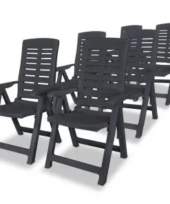 vidaXL Reclining Garden Chairs 6 pcs Plastic Anthracite