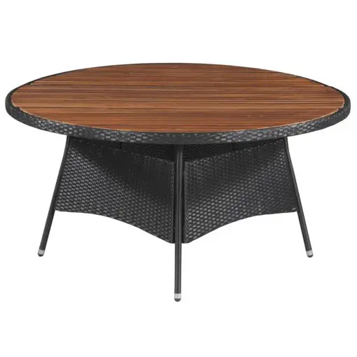 vidaXL Garden Table 150×74 cm Poly Rattan and Solid Acacia Wood