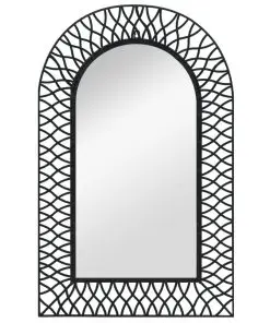 vidaXL Wall Mirror Arched 50×80 cm Black