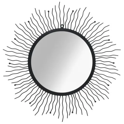 vidaXL Wall Mirror Sunburst 80 cm Black