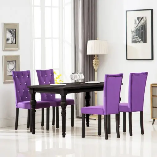 vidaXL Dining Chairs 4 pcs Purple Velvet
