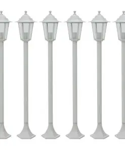 vidaXL Garden Post Lights 6 pcs E27 110 cm Aluminium White