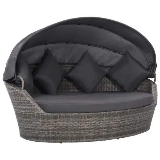 vidaXL Garden Bed with Canopy Grey 200×120 cm Poly Rattan