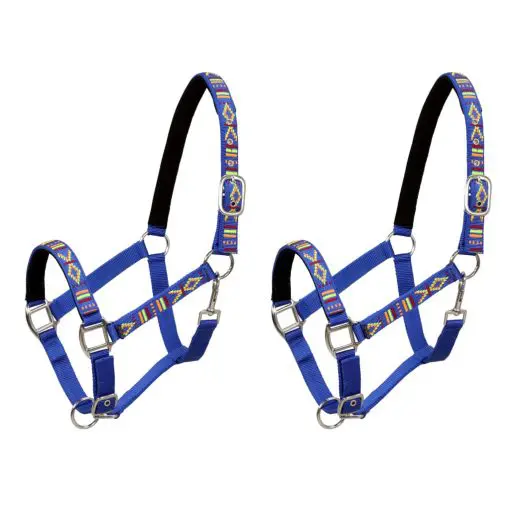 vidaXL Head Collars 2 pcs for Horse Nylon Size Pony Blue