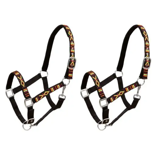 vidaXL Head Collars 2 pcs for Horse Nylon Size Pony Black