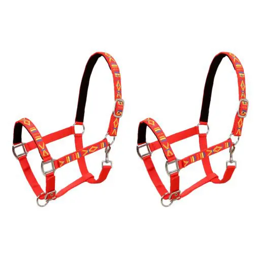 vidaXL Head Collars 2 pcs for Horse Nylon Size Cob Red