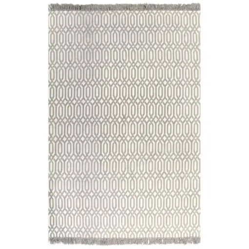 vidaXL Kilim Rug Cotton 120×180 cm with Pattern Taupe