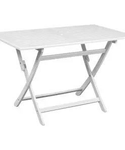 vidaXL Garden Table White 120x70x75 cm Solid Acacia Wood