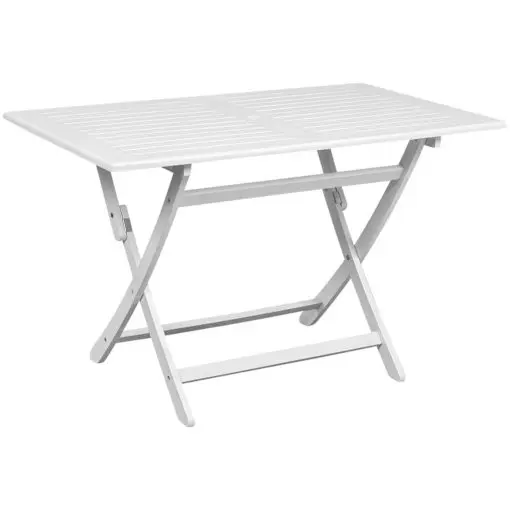 vidaXL Garden Table White 120x70x75 cm Solid Acacia Wood