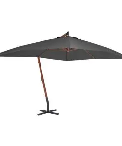 vidaXL Cantilever Umbrella with Wooden Pole 400×300 cm Anthracite