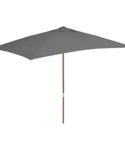 vidaXL Outdoor Parasol with Wooden Pole 200×300 cm Anthracite