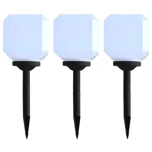 vidaXL Outdoor Solar Lamps 3 pcs LED Cubic 20 cm White