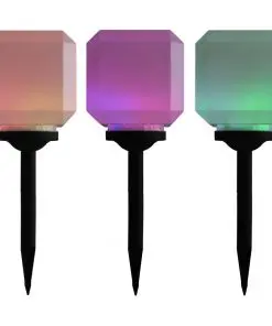 vidaXL Outdoor Solar Lamps 3 pcs LED Cubic 20 cm RGB