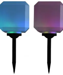 vidaXL Outdoor Solar Lamps 2 pcs LED Cubic 20 cm RGB